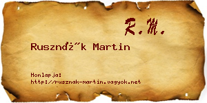 Rusznák Martin névjegykártya